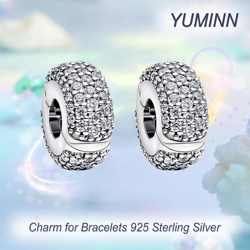 YUMINN 925 Sterling Silver Charms for Bracelets Gold Love and Heart Charms Cherry Blossom Dangle Beads Jewelry for Women - Image 2